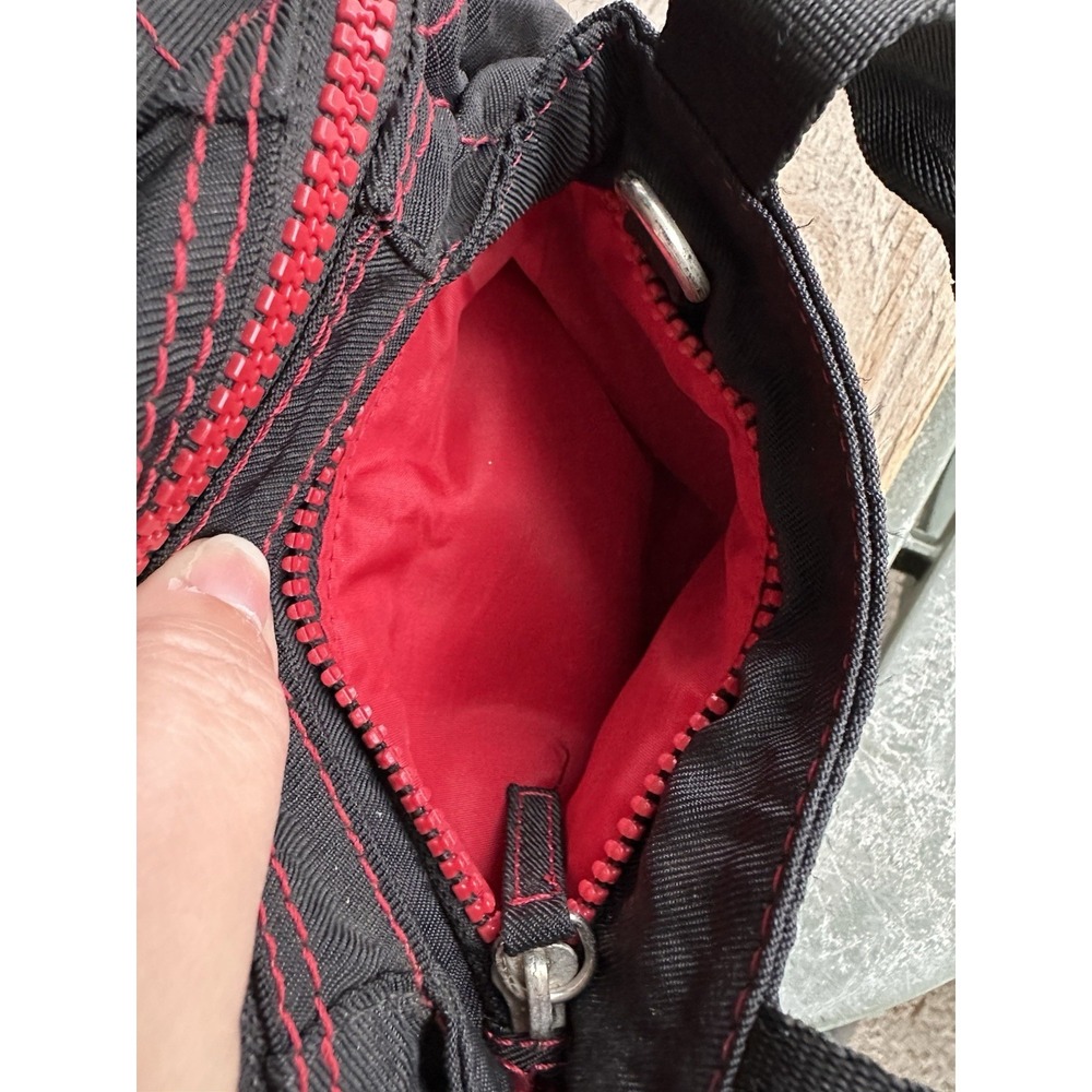 Vintage Nine West Y2K Black Red Handbag Small Purse Zip - Picture 9 of 16